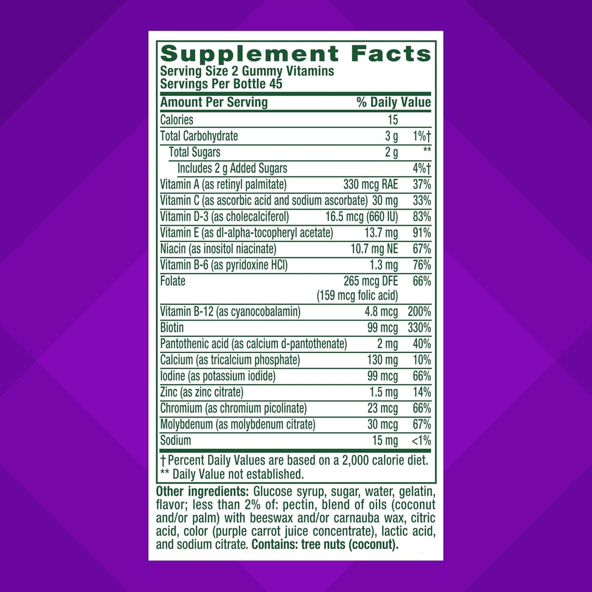 vitafusion GLP-1 Support Multivitamin, Vitamin and Mineral Blend, 15 Essential Nutrients, Citrus Berry Flavour, 90 Count, 45 Day Supply - görsel 3