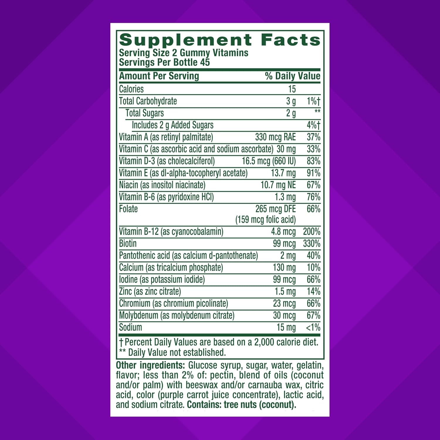 vitafusion GLP-1 Support Multivitamin, Vitamin and Mineral Blend, 15 Essential Nutrients, Citrus Berry Flavour, 90 Count, 45 Day Supply - görsel 3