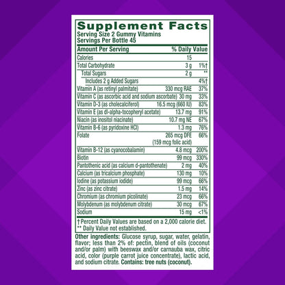 vitafusion GLP-1 Support Multivitamin, Vitamin and Mineral Blend, 15 Essential Nutrients, Citrus Berry Flavour, 90 Count, 45 Day Supply