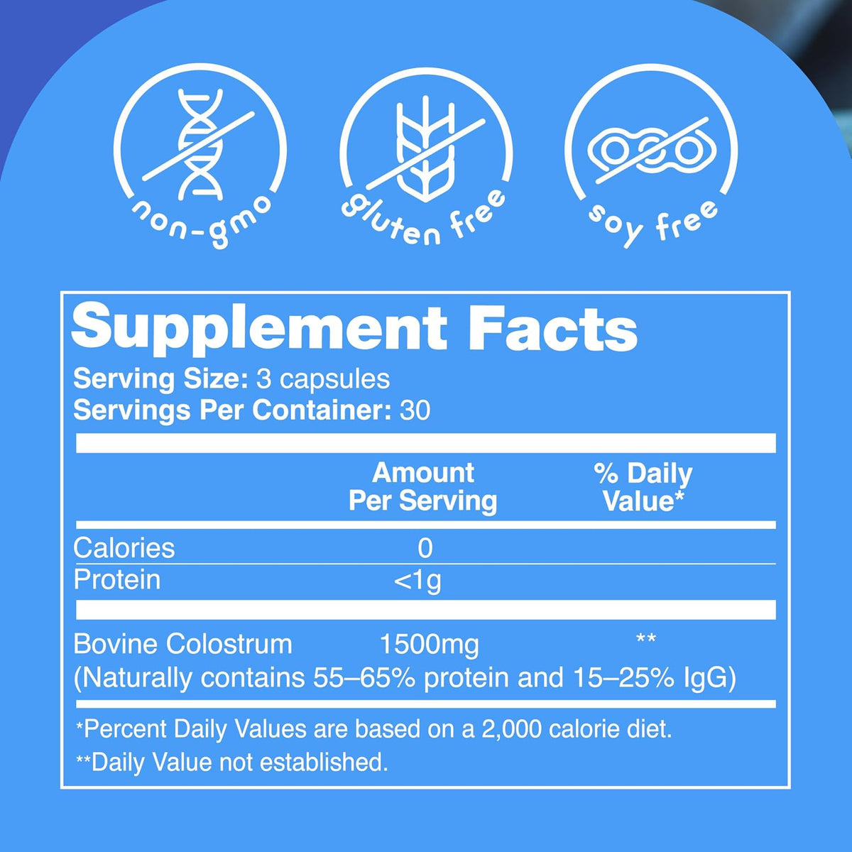 Zena Nutrition Pure Colostrum Capsules, 1500mg Supplement, Grass-Fed Bovine Colostrum, Supports Immune and Digestive Health, Promotes Gut Health, Gluten-free, Fat-Free, 1 Month Supply, 90 Capsules - görsel 3
