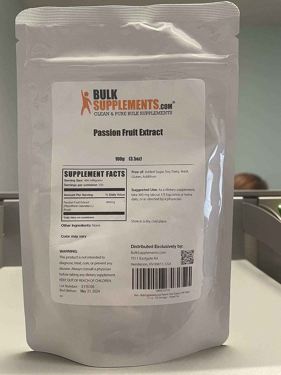 BulkSupplements.com Passion Fruit Extract Powder – Gluten-Free & No Added Sugar, 400mg per Serving, 100g - görsel 2