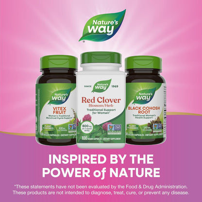 Nature's Way Red Clover Blossom Herb - Traditional Women's Health Support - 100 Vegan Capsules