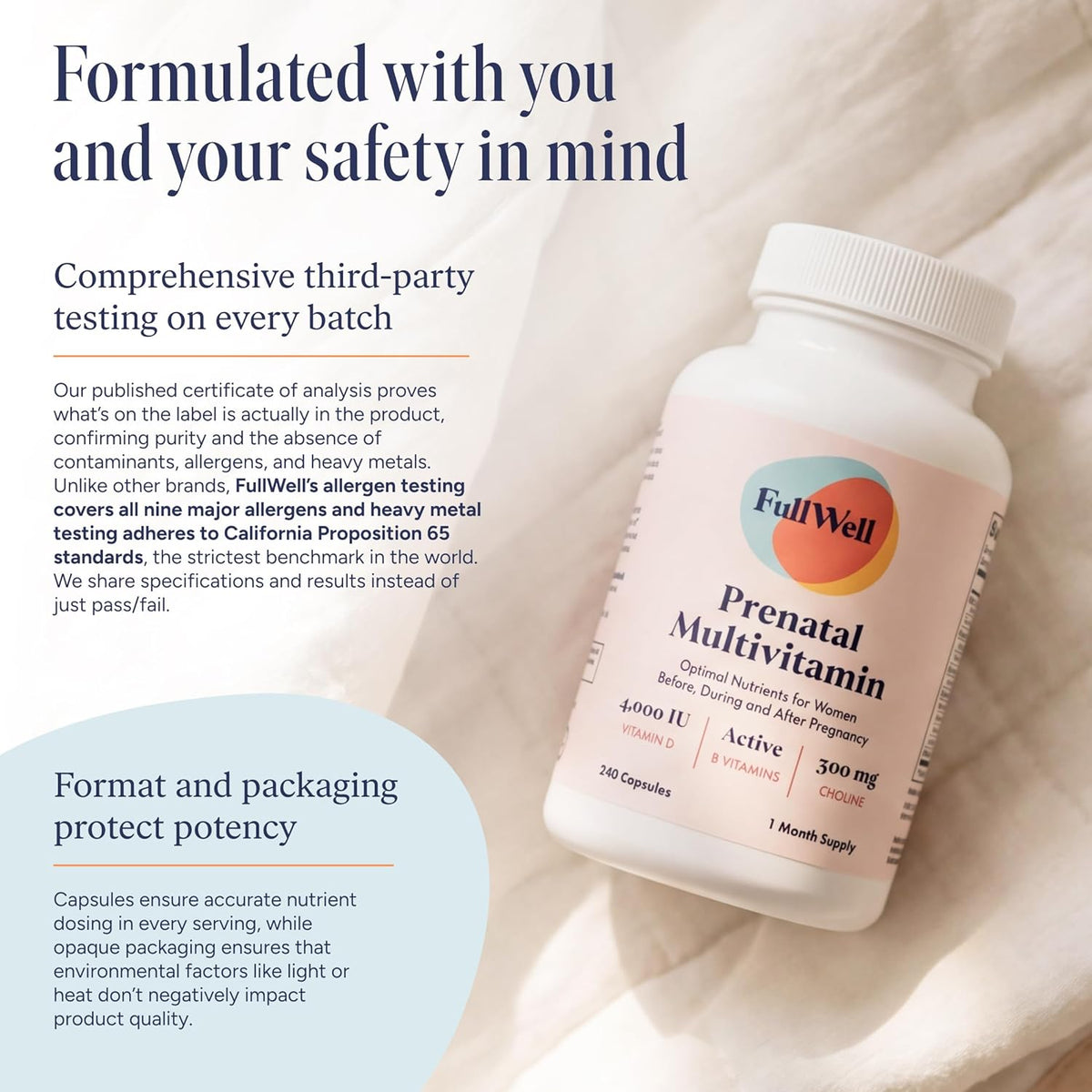 FullWell Women's Prenatal Multivitamin, 240 Capsules (30 Servings) - görsel 6