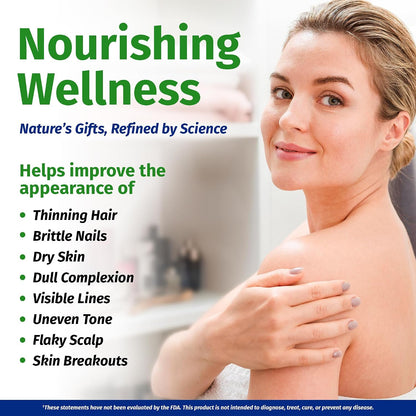 1 Body Hair Skin & Nails with Biotin, Vegan Vitamins, 60 Capsules
