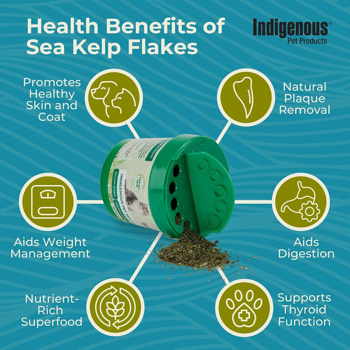 Indigenous Pet Organic Sea Kelp Flakes for Dogs – Natural Dental Care & Fresh Breath Support - görsel 2
