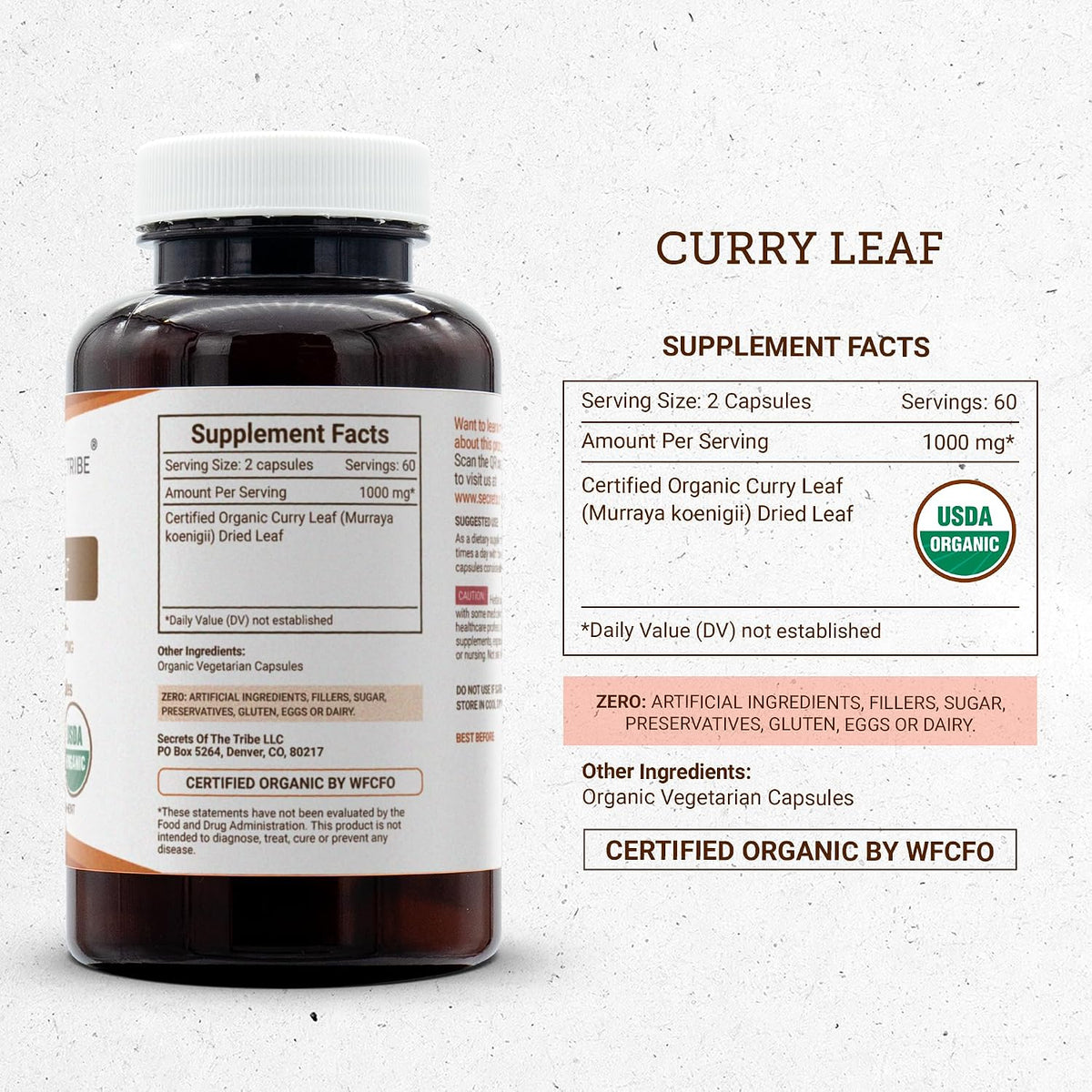 Secrets of the Tribe Curry Leaf USDA Organic Capsules - 120 Count - görsel 4