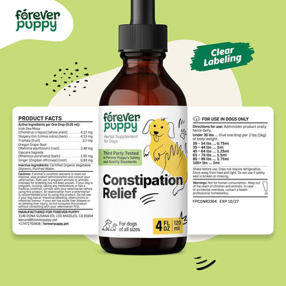 Forever Puppy Constipation Relief for Dogs, 118 ml | Stool Ease Supplement, Sea Moss & Slippery Elm, Digestive Health Support, Fibre & Vitamins, All Breeds & Sizes