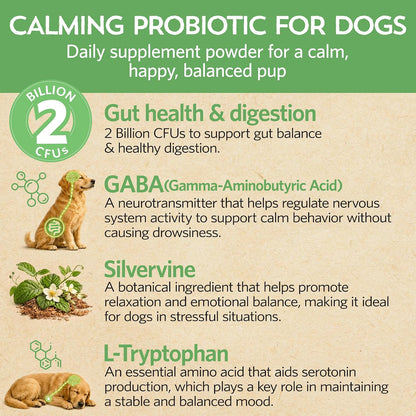 Relaxin’ Rover Calming Supplement for Dogs with Probiotics, Valerian, Chamomile & GABA – T-Bone Flavour (20 Servings)