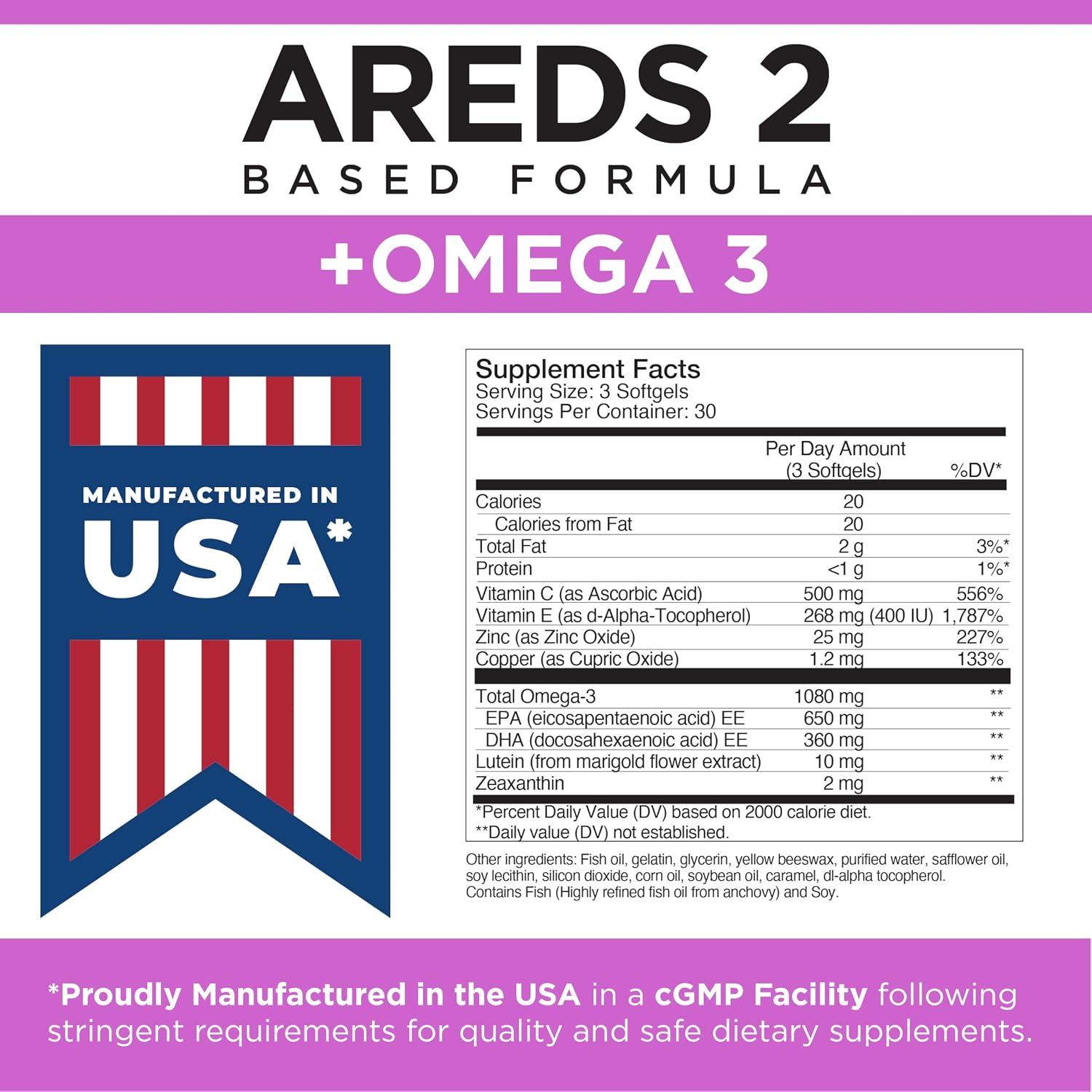 Viteyes AREDS 2 + Omega-3 Macular Health Formula Softgels, Triple Strength Omega-3, 90 Softgels - görsel 8