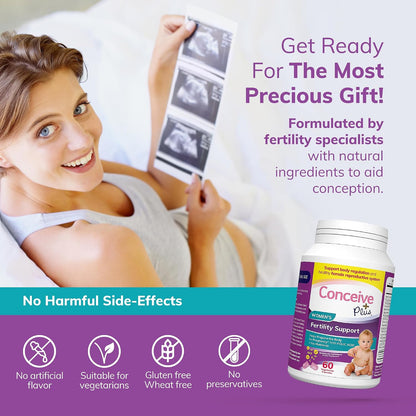 CONCEIVE PLUS Women's Fertility Support – Prenatal Multivitamin for Trying to Conceive – Conception Blend, Hormonal Support – 30 Days