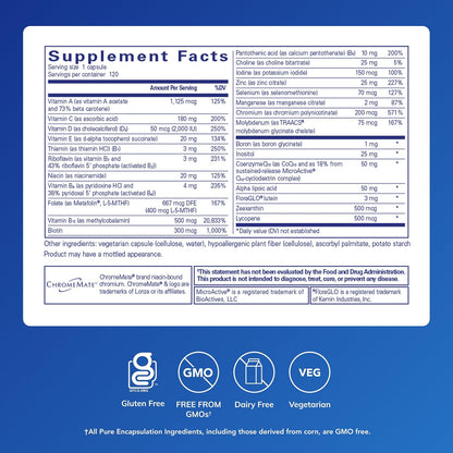 Pure Encapsulations O.N.E. Multivitamin - Once Daily with Antioxidant Complex, CoQ10, and Lutein, 120 Capsules