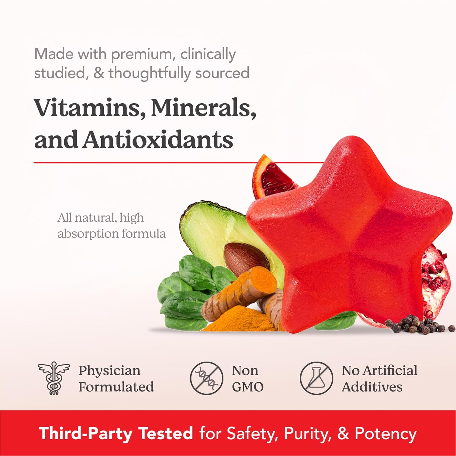 HAIRtamin Vegan Gummy Stars Hair Vitamins – Non-GMO Natural Biotin Gummies for Healthy Hair, Skin and Nails (3-Pack) - görsel 5