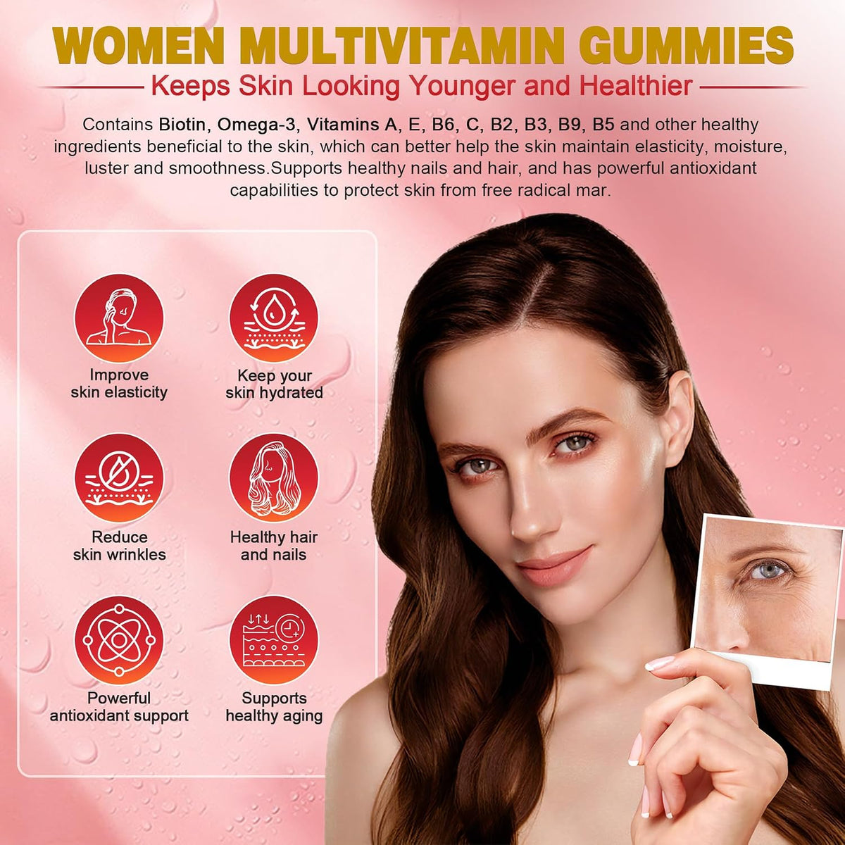 Women's Multivitamin Gummies - Methylated Multivitamin with Omega-3, Magnesium, Enzymes, Probiotic & Antioxidant Blend - 1 Pack - görsel 4
