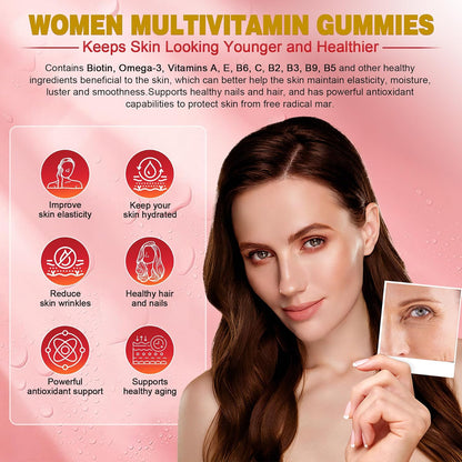 Women's Multivitamin Gummies - Methylated Multivitamin with Omega-3, Magnesium, Enzymes, Probiotic & Antioxidant Blend - 1 Pack