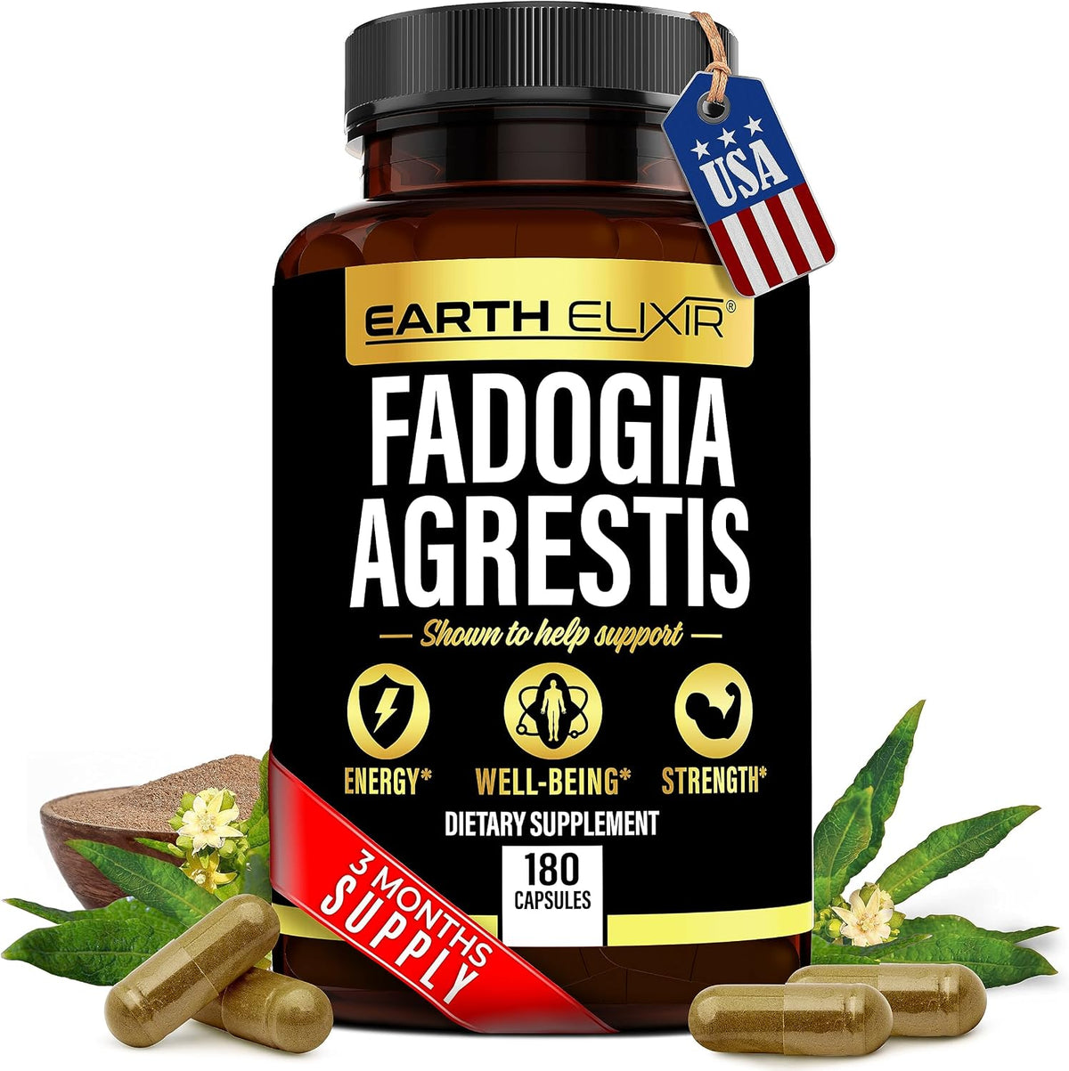 Earth Elixir Fadogia Agrestis Supplement - 900mg, 180 Capsules (3-Month Supply) - görsel 1