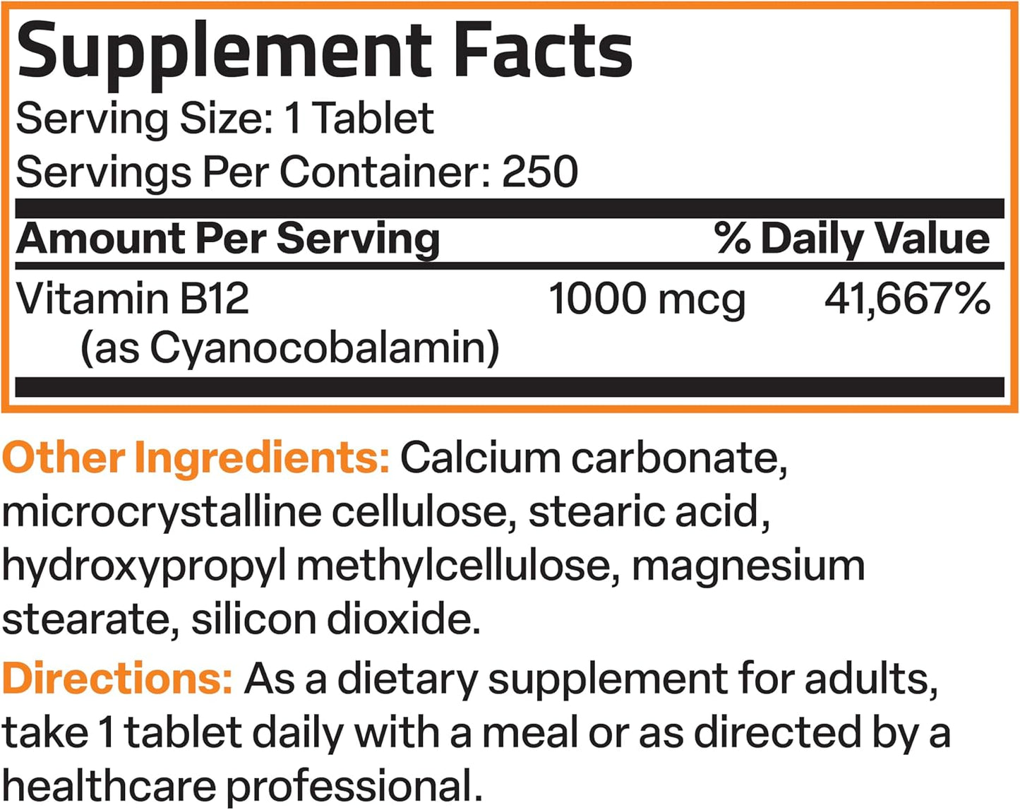 Bronson Vitamin B12 1000 mcg Sustained Release Tablets – Non-GMO, Vegan, 250 Count - görsel 8