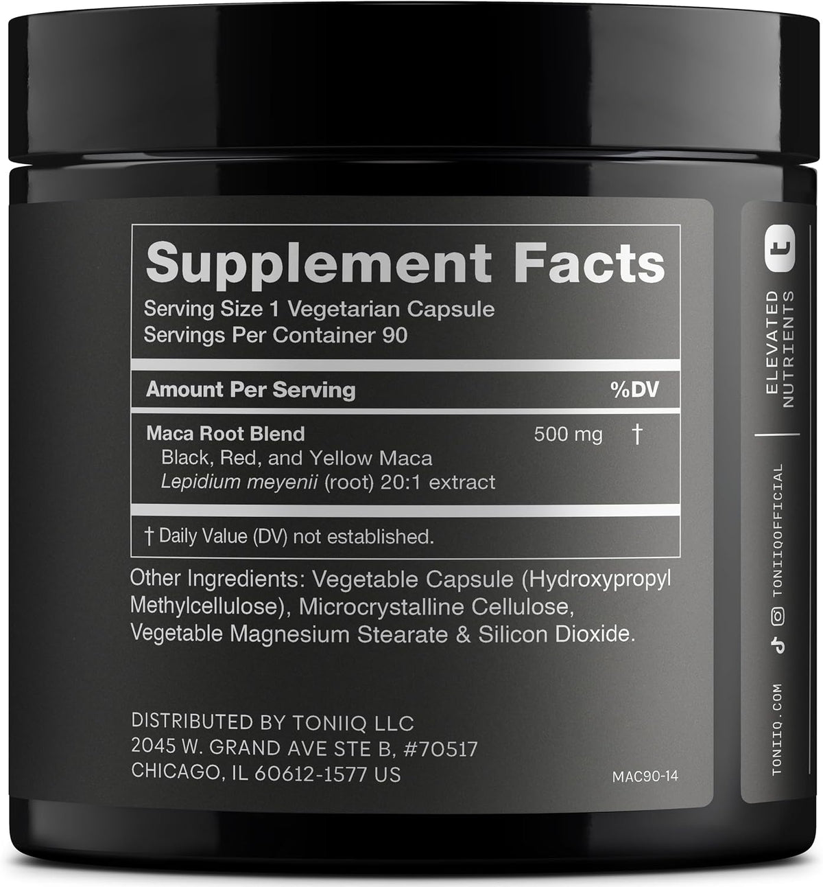Toniiq Maca Root Ultra High Potency 20:1 Extract - Black, Red and Yellow Maca Complex - 90 Capsules - görsel 2