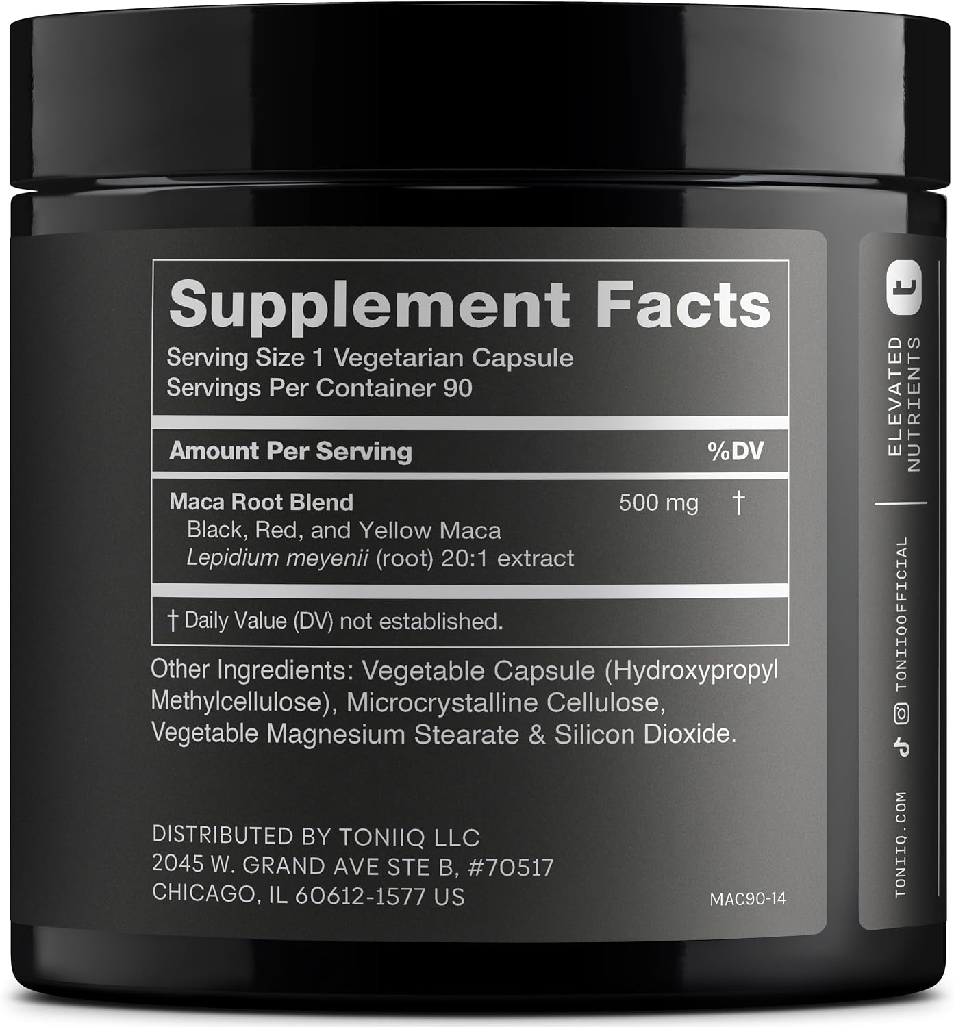 Toniiq Maca Root Ultra High Potency 20:1 Extract - Black, Red and Yellow Maca Complex - 90 Capsules - görsel 2