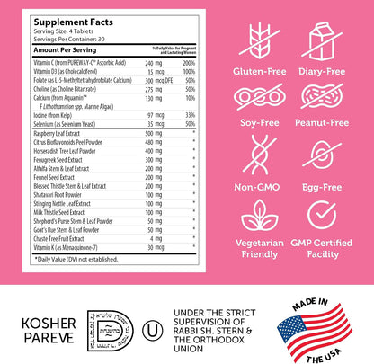 Zahler Postnatal Flow - Advanced Breastfeeding Support, 120 Tablets