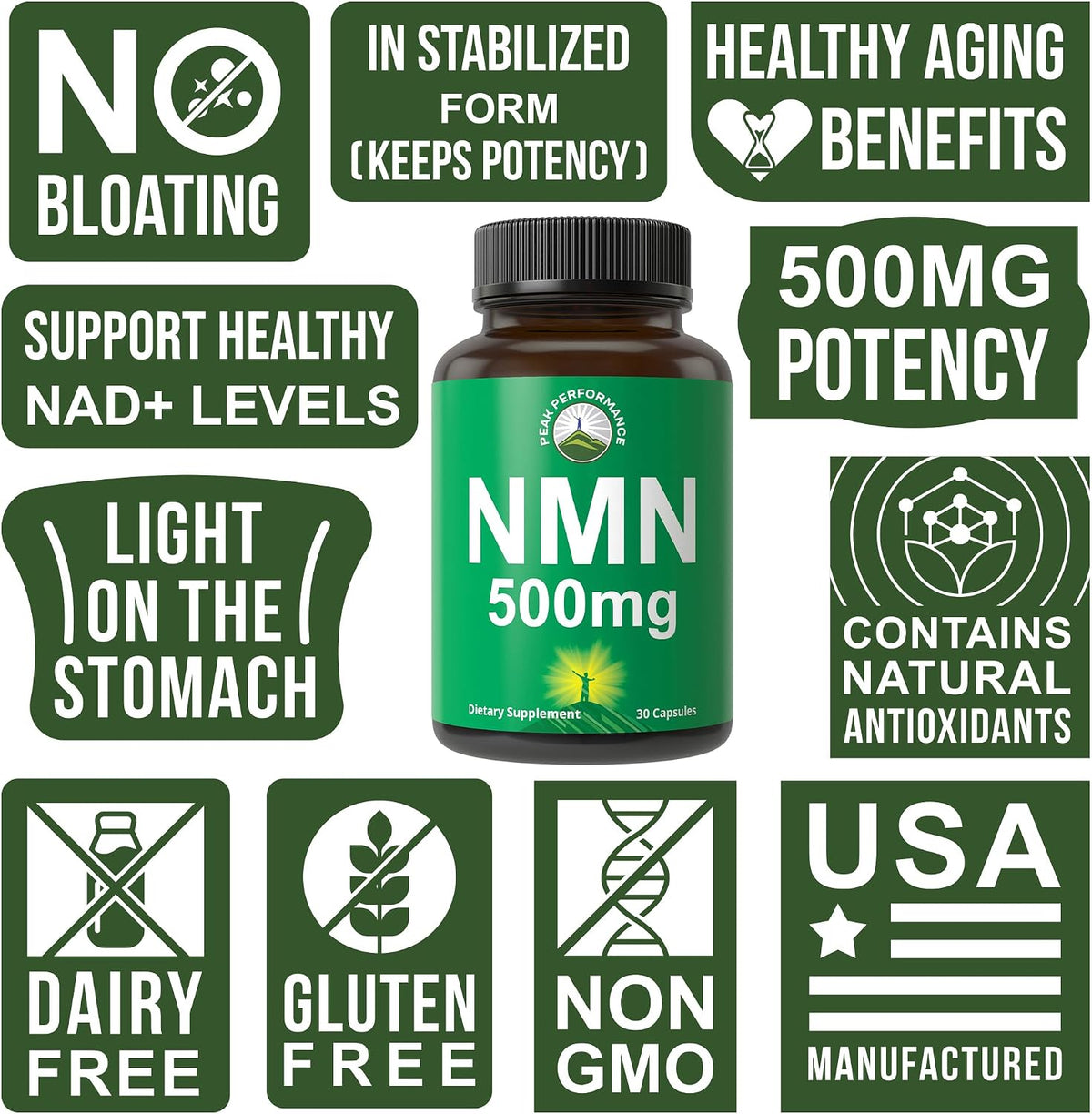 NMN Supplement – Stabilised Nicotinamide Mononucleotide 500mg per Capsule | Ultra High Strength (2 Capsules = 1,000mg) for NAD+ Boost and Healthy Ageing - görsel 3