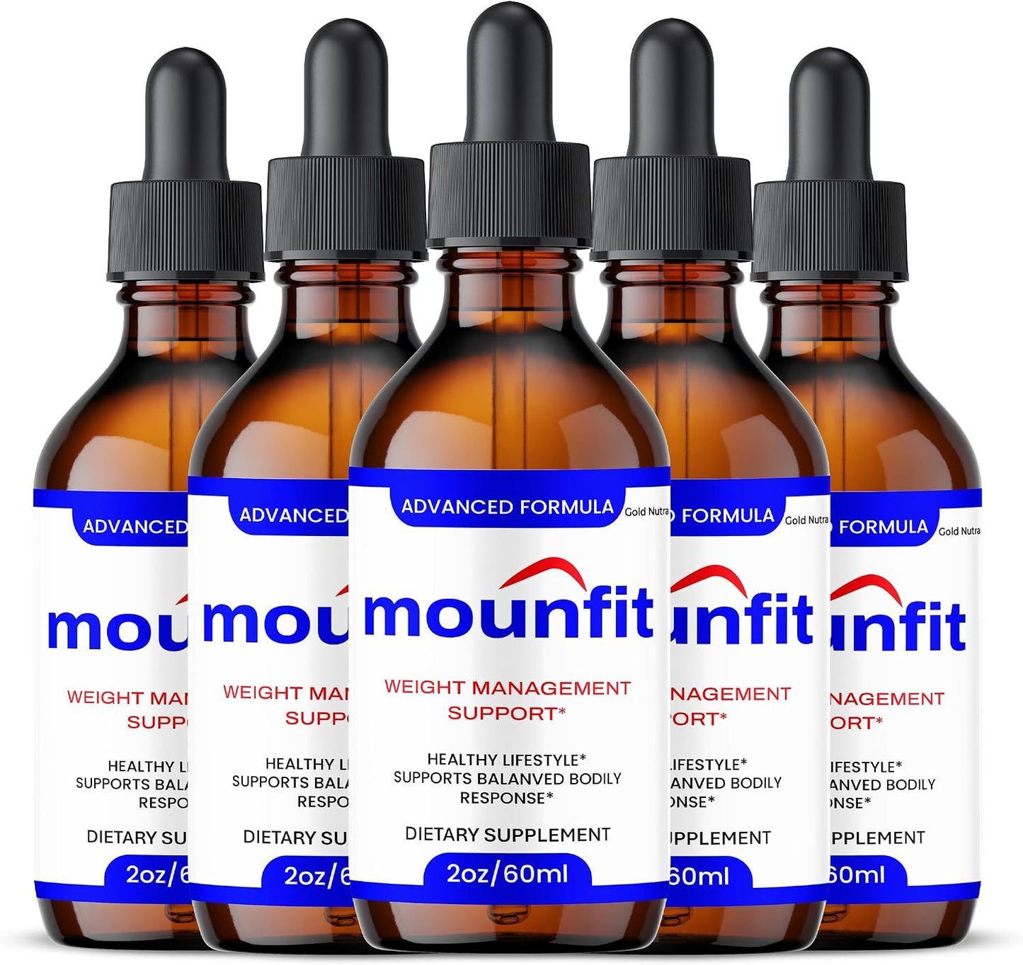 (5 Pack) Mounfit Drops, All Natural Formula, Mounfit Liquid Supplement Maximum Strength, Official Vitamin Extract for Men and Women - görsel 1