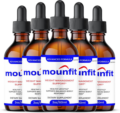 (5 Pack) Mounfit Drops, All Natural Formula, Mounfit Liquid Supplement Maximum Strength, Official Vitamin Extract for Men and Women