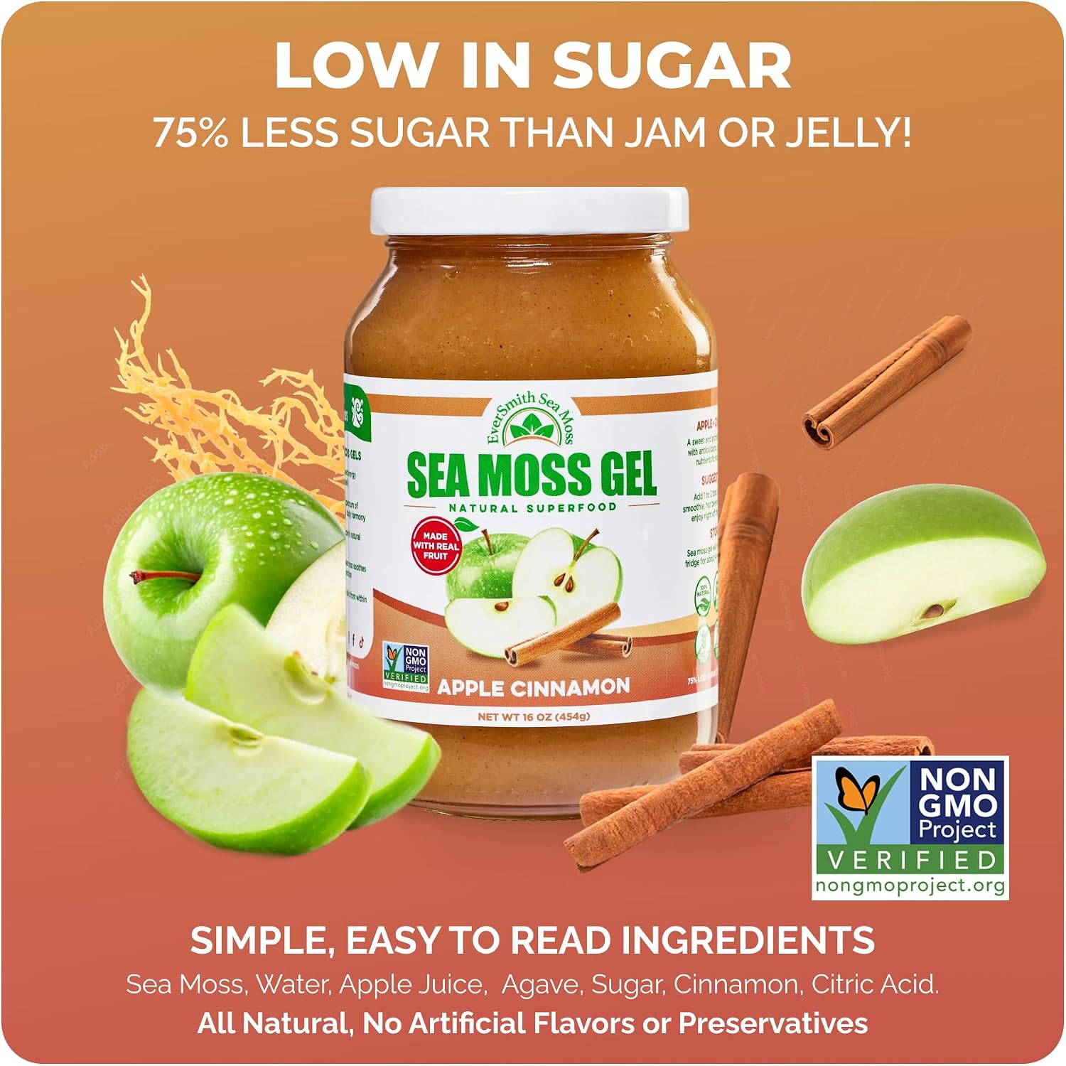 Wildcrafted Irish Sea Moss Gel – Apple Cinnamon (1 Jar) - görsel 7