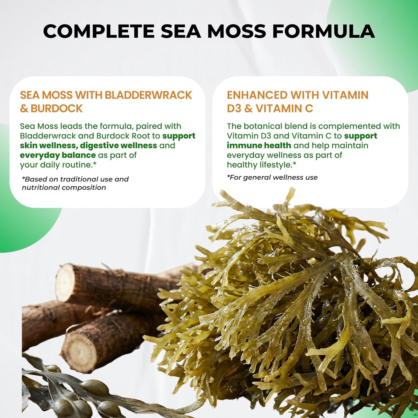 Ultra Herbs Sea Moss Capsules with Black Seed Oil, Ashwagandha, Vitamin D3 & C, 12-in-1 Immune & Overall Wellness Support, 150 Capsules - görsel 5
