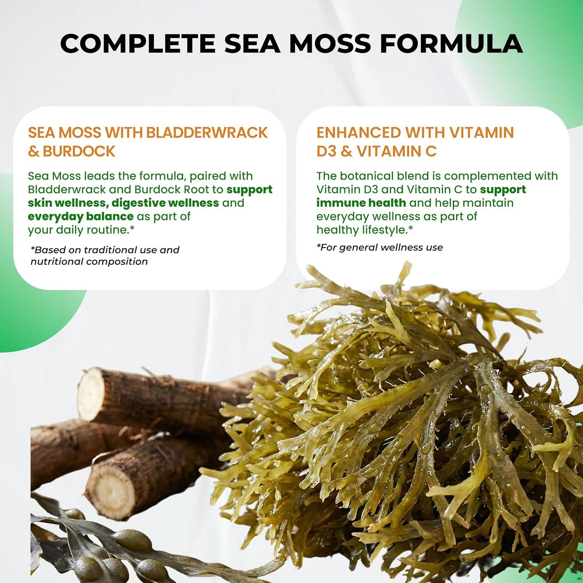 Ultra Herbs Sea Moss Capsules with Black Seed Oil, Ashwagandha, Vitamin D3 & C, 12-in-1 Immune & Overall Wellness Support, 150 Capsules - görsel 5