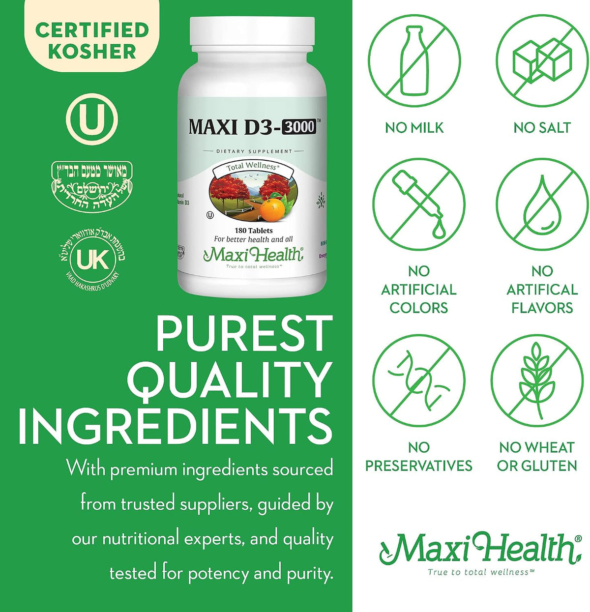 Maxi Health Vitamin D3 3000 IU – 180 Tablets - görsel 4