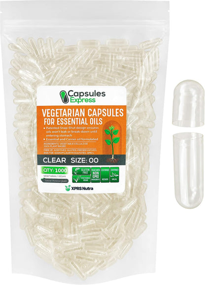 XPRS Nutra Size 3 Empty Vegan Capsules (500 Count) - Clear Veggie Capsules for Oils and Powders