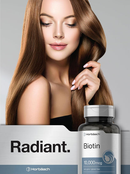 Horbäach Biotin 10,000 mcg - 200 Soft gel capsule Capsules - Vitamin B7 Supplement