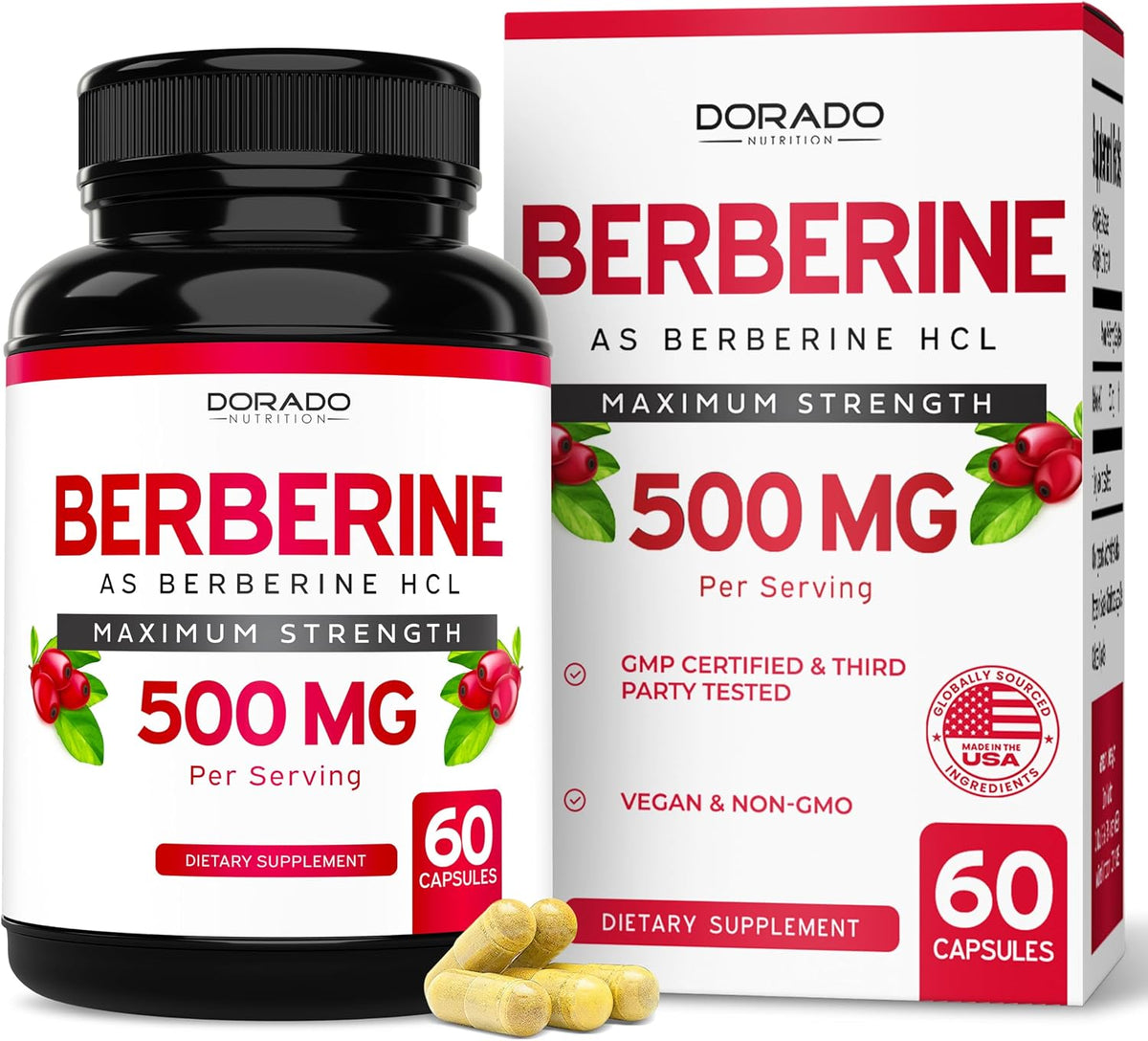 Dorado Nutrition Berberine Supplement 500mg – Digestive and Metabolic Support for Adults – 60 Vegan Capsules - görsel 1