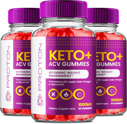 IDEAL PERFORMANCE Proton ACV Gummies - Official Proton Keto ACV Supplement Gummies - Maximum Strength, ProtonKeto + ACV Gummies, All Natural Formula Keto+ACV Premium Gummies (3 Pack)