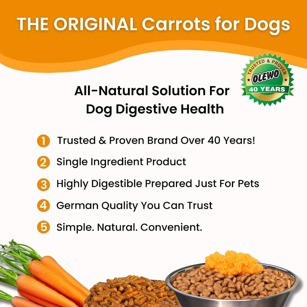Olewo Original Carrots for Dogs – Dehydrated Dog Food Topper, 1 kg (1000 g) - görsel 2