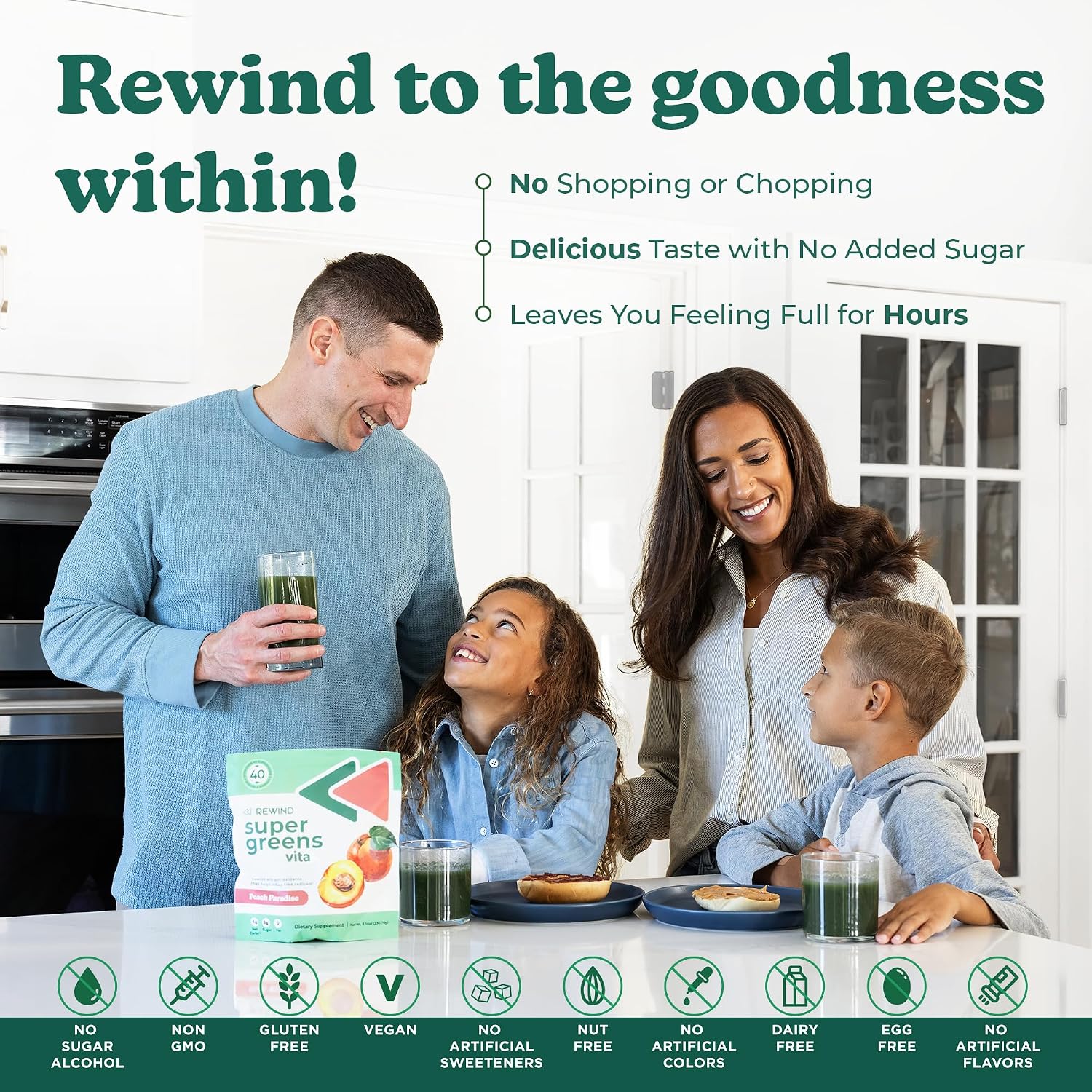 Rewind Best Tasting Super Greens Powder with 40+ Superfoods – Blueberry Acai - görsel 4