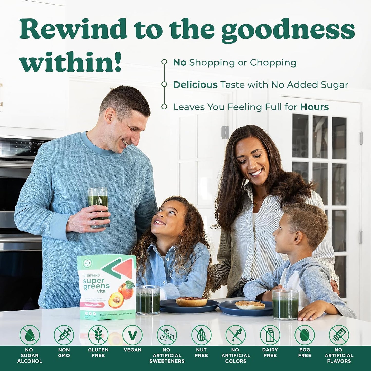 Rewind Best Tasting Super Greens Powder – Pineapple Flavour - görsel 4