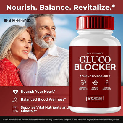 Gluco Blocker Capsules, GlucoBlocker Overall Health Supplement Capsules - Maximum Strength, Gluco Blocker Caps All Natural Formula Capsules, GlucoBlocker Advanced Health Support Reviews (60 Capsules)