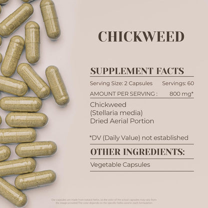 Garden Organics Chickweed 120 Capsules - High Potency Herbal Food Supplement