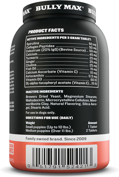 Bully Max 2-in-1 Puppy Vitamins - 30 Chewable Tablets for Growth and Development