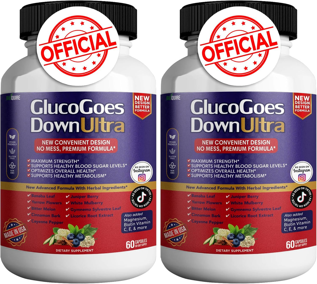 GlucoGoes Down Ultra Dietary Supplement, 120 Capsules, Pack of 2 - görsel 1