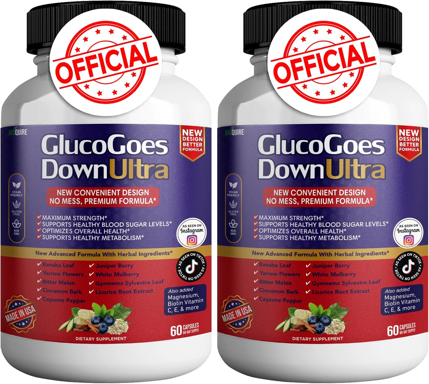 GlucoGoes Down Ultra Dietary Supplement, 120 Capsules, Pack of 2 - görsel 1