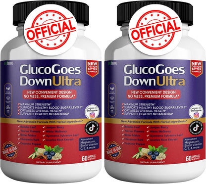 GlucoGoes Down Ultra Dietary Supplement, 120 Capsules, Pack of 2