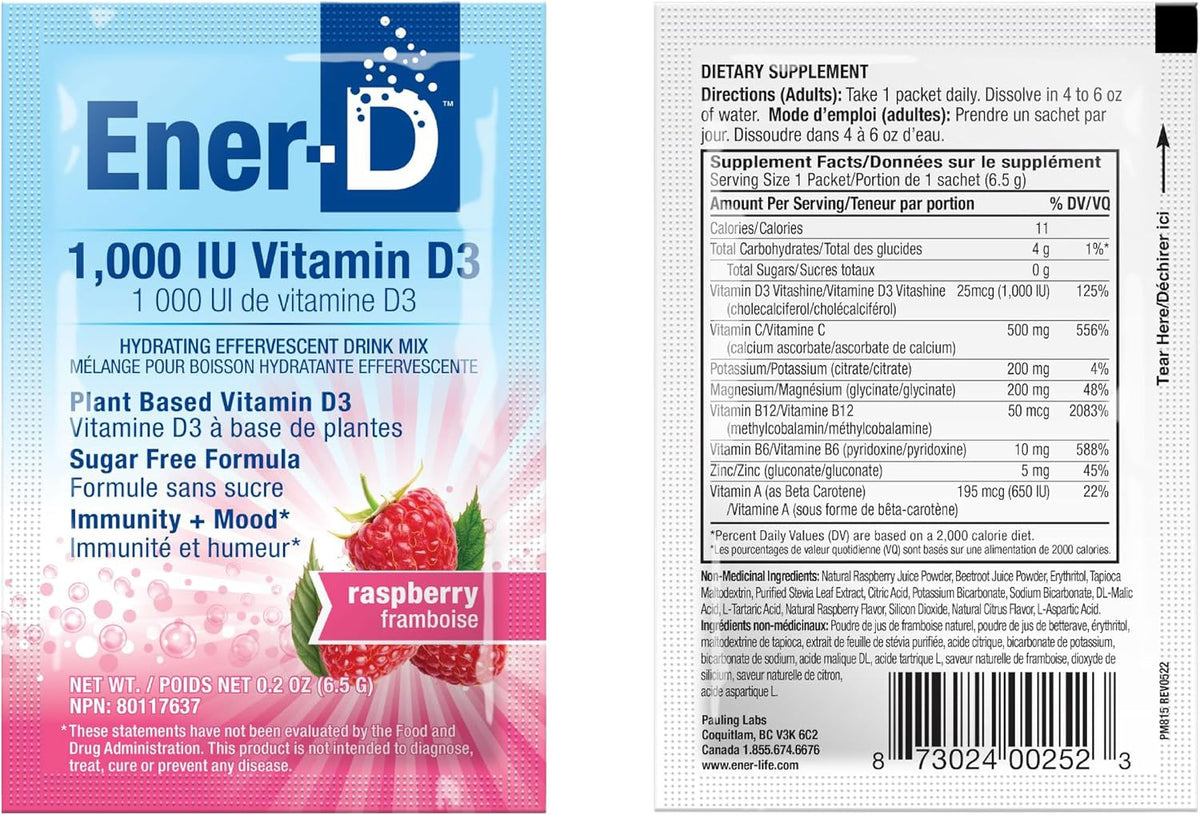 Ener-D Sugar-Free Multivitamin Drink Mix – Raspberry, 24 Sachets - görsel 6