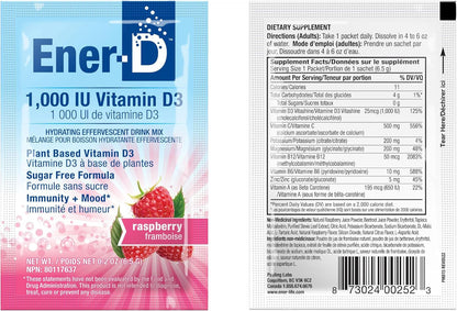 Ener-D Sugar-Free Multivitamin Drink Mix – Raspberry, 24 Sachets