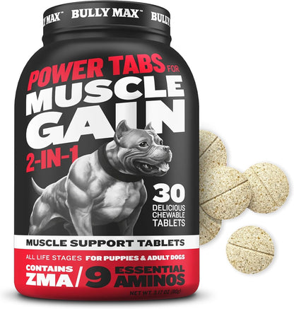 Bully Max 2-in-1 Muscle Builder Chewable Tablets for Dogs - Multivitamin with ZMA
