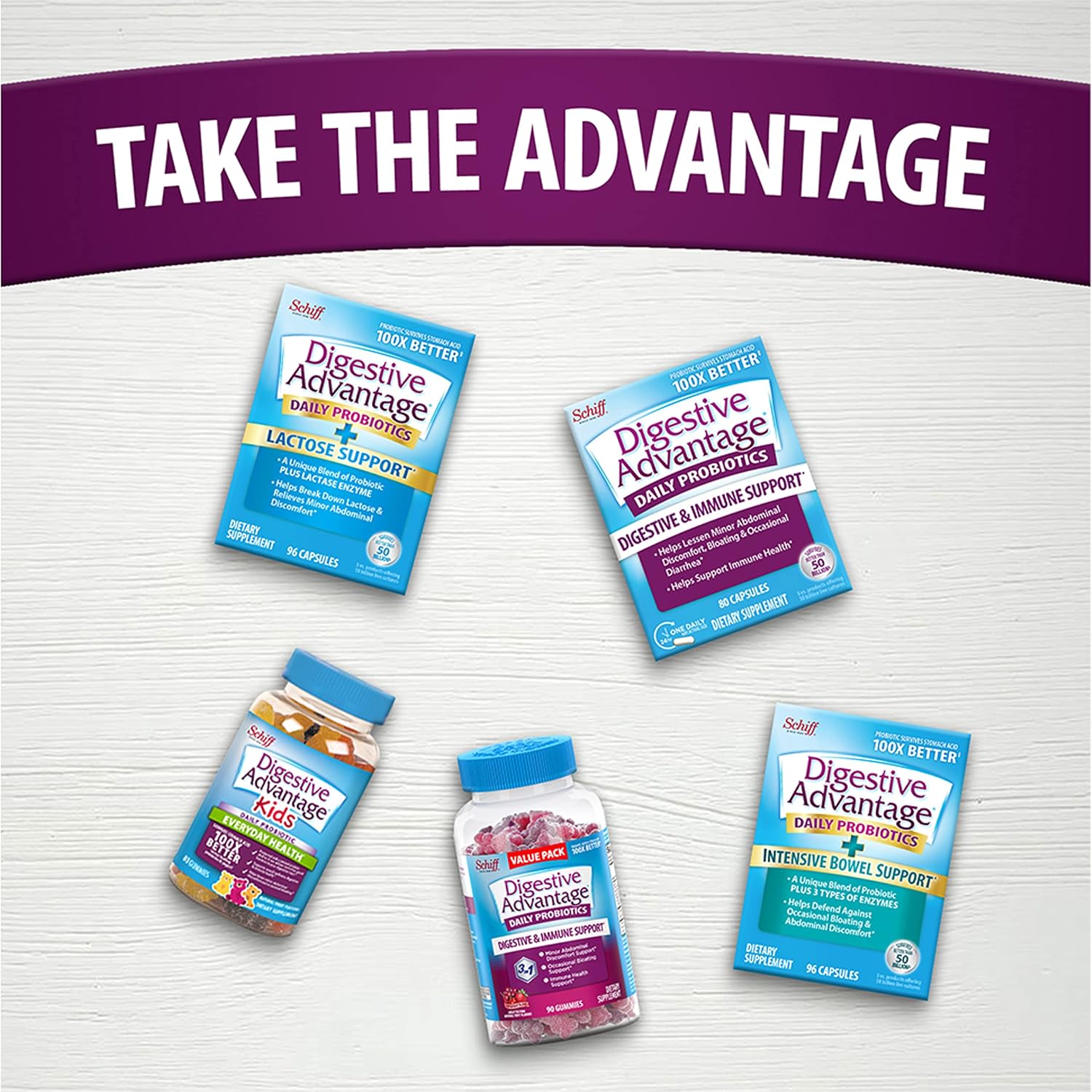 Digestive Advantage Daily Probiotic Gummies for Digestive Health, Superfruit, 180 Count (2-Pack) - görsel 7