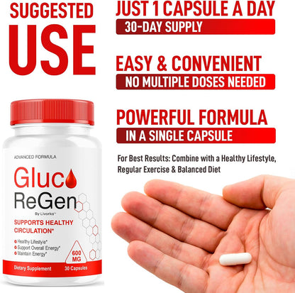 GlucoRegen Capsules – Premium Advanced Support Formula (Pack of 5, 150 Capsules)