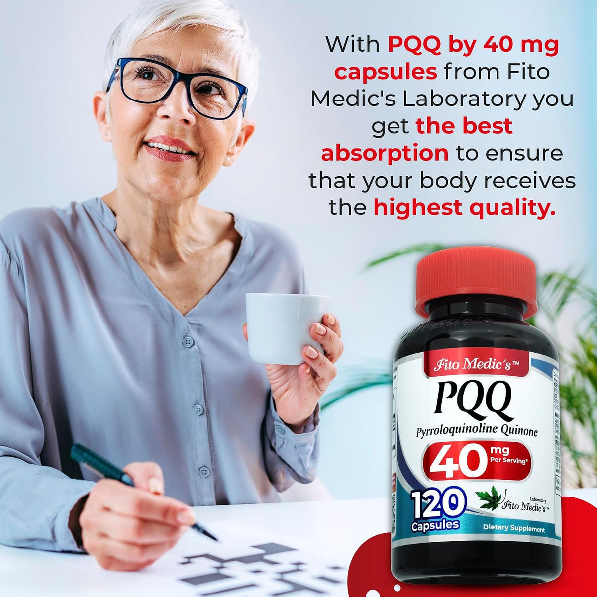 FITO MEDIC'S Lab PQQ Supplement – 40 mg Pyrroloquinoline Quinone, 120 Capsules, Ultra-High Absorption - görsel 4