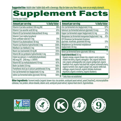 MegaFood Multivitamin for Women 40+ One Daily - with Methylated B12, Methyl Folate, Vitamin D3, C and Zinc - 60 Tablets